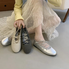 LBSFY  -Fashion Cross-tied Women Ballet Flats Dance Shoes Comfortable Female Shallow Footwear Round Toe Ladies Flats Shoes