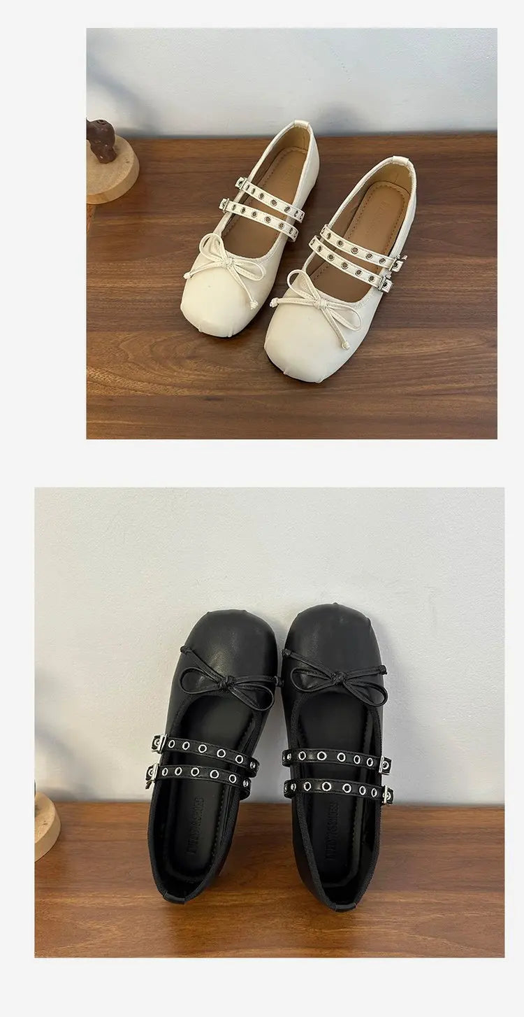 LBSFY -2025 Hot Selling Square Toe Butterfly-knot Women Mary Jane Shoes Ladies Soft Sole Dress Flats Casual Street Style Ballet Shoes