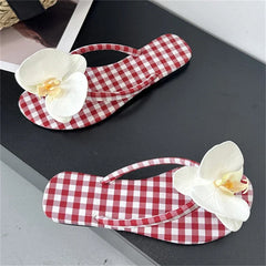 LBSFY -Summer Design Style Flower Geometric Clip Toe Low Flat Heels Women Slippers Fashion Casual Party Flip Flops Shoes