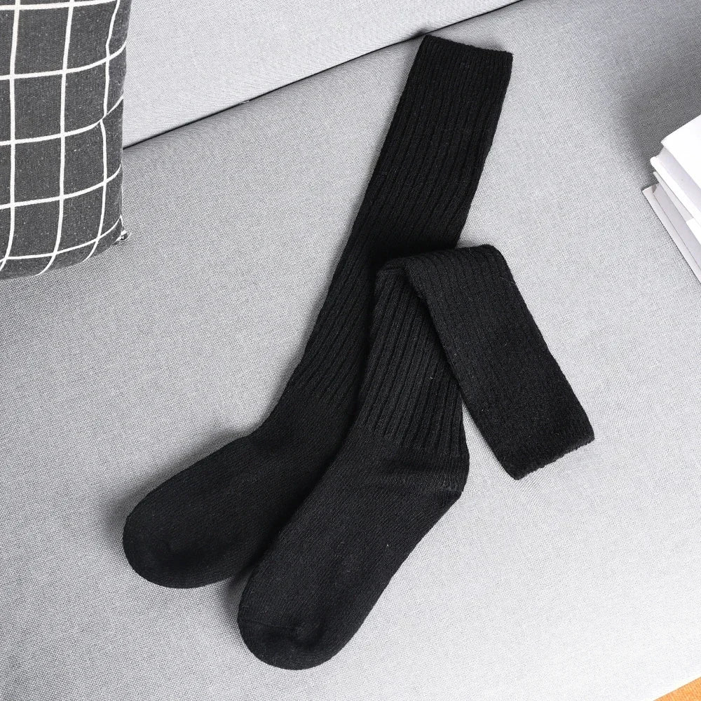 Lbsfy Winter Knitting Cotton Long Socks Women Wool Cashmere Stockings Warm Thick Thigh High Stocking Girls Solid Knee Socks Calf Sock