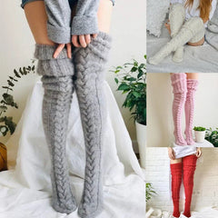 Lbsfy Cute Long Socks Lolita Leg Warmer Knitted Woollen Foot Warmer Stockings Autumn Winter Woman Knee-High Socks Leisure Loose Socks
