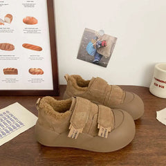 LBSFY  -  Brown Platform Shoes Women Winter Warm Casual Vintage Canvas Sneakers Kawaii Korean Fashion Soft Footwear