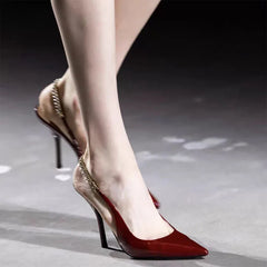 LBSFY  -  Temperament Thin Heel Toe Sandals for Spring and Summer Fashion Show, New Metal Letter Shallow Mouth Pointed High-Heeled Shoes