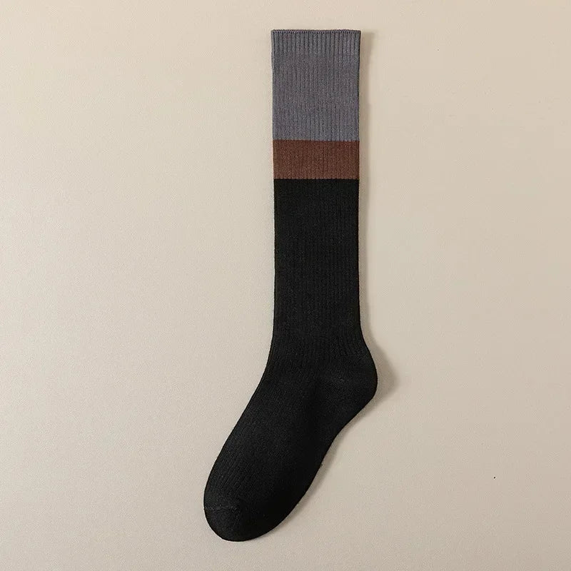 Lbsfy Stockings Women Knitted Cotton Color Matching Knee Socks Women Stockings JK Japanese Style School Girls Long Socks Stockings Sox
