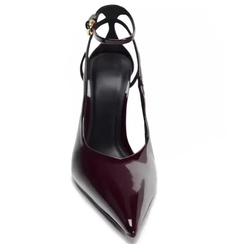Lbsfy Thin High Heels Women Ankle Strap Patent Leather Red Dress Shoes Elegant Brand Mules Pumps Sandals Female Zapatos De Mujer