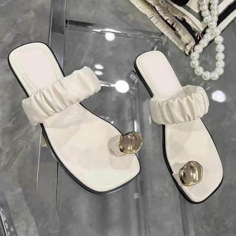 LBSFY  -  2024 Summers Clip Toe Women Slippers Fashion Elegant Low Heel Slides Shoes Ladies Casaul Outdoor Beach Sandalias Flip Flop