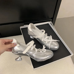 LBSFY -2025 New Sports Style Lace Up Ballet Shoes Women's Designer High Heels Mary Jane Dance Ballroom Party Prom Shoes 1.97 inch