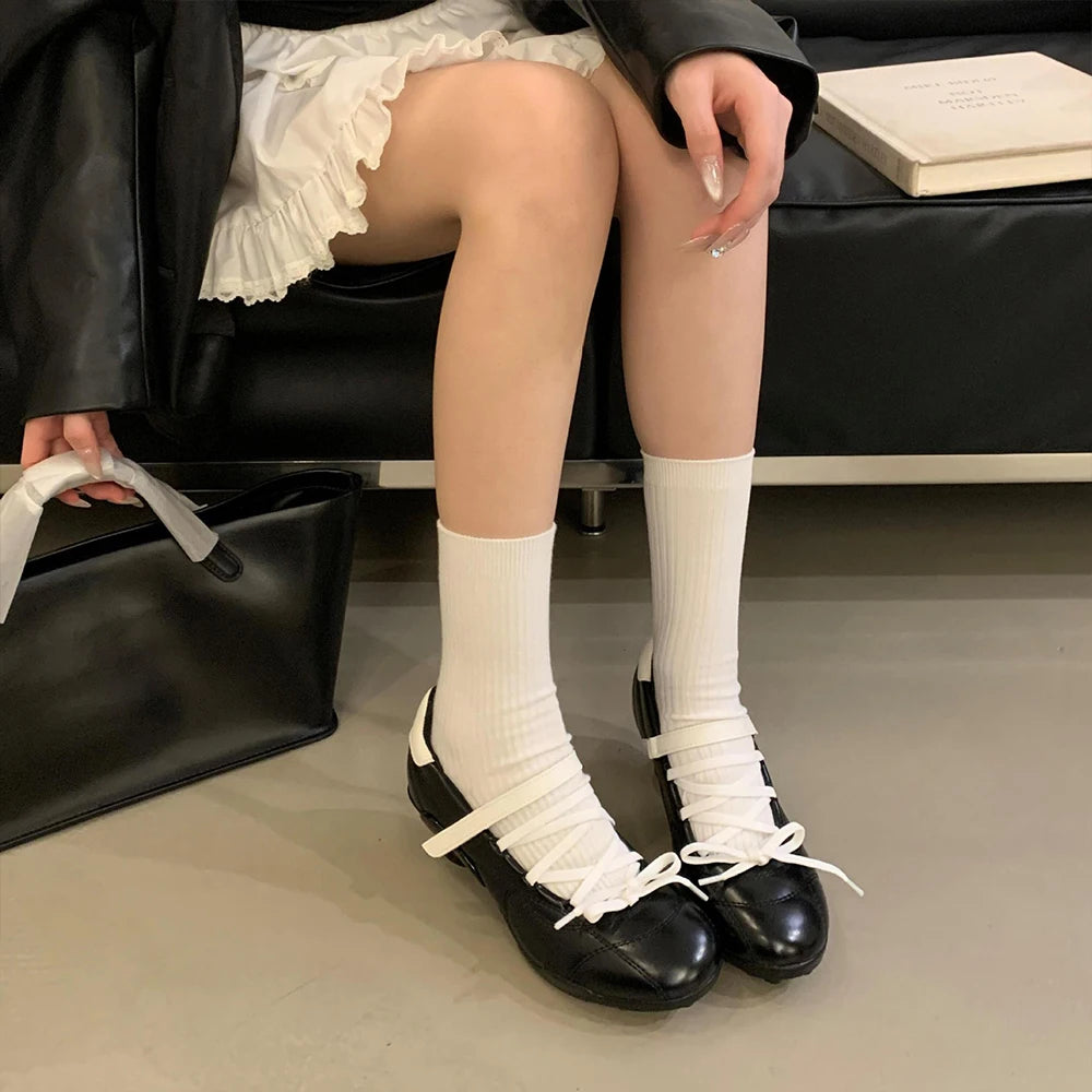 LBSFY -2025 New Sports Style Lace Up Ballet Shoes Women's Designer High Heels Mary Jane Dance Ballroom Party Prom Shoes 1.97 inch