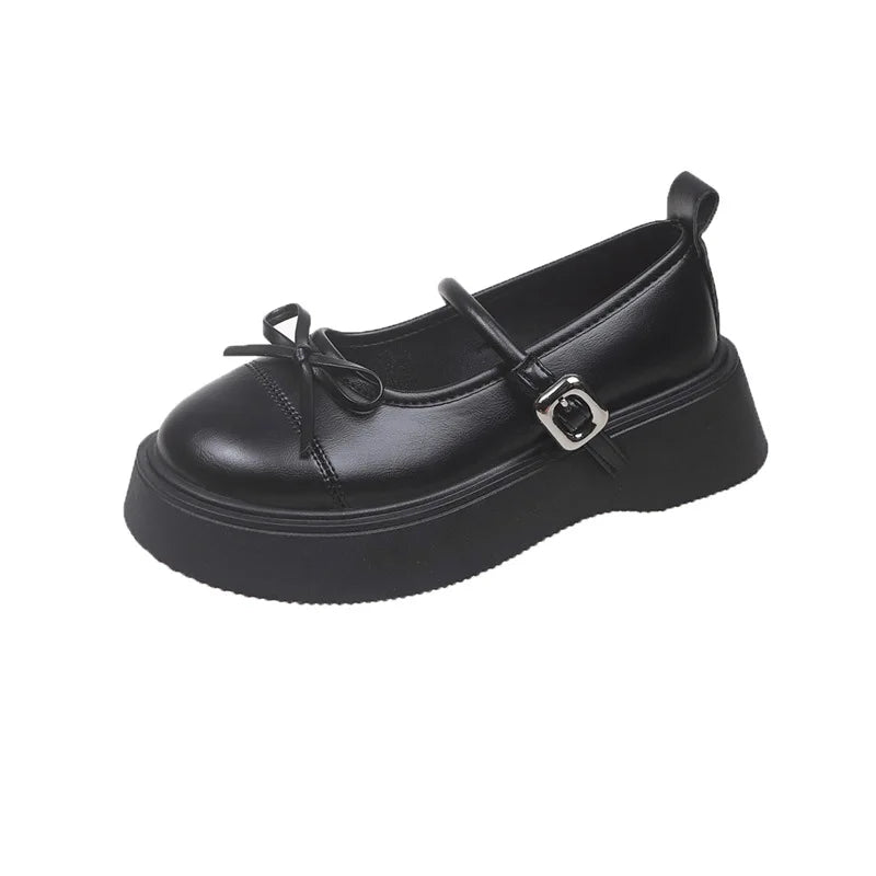 LBSFY -French bowknot Mary Jane Platform Shoes Woman 2025Buckle Strap Pu Leather Casual Shoes Woman Thick Sole Student Jk Uniform Shoes