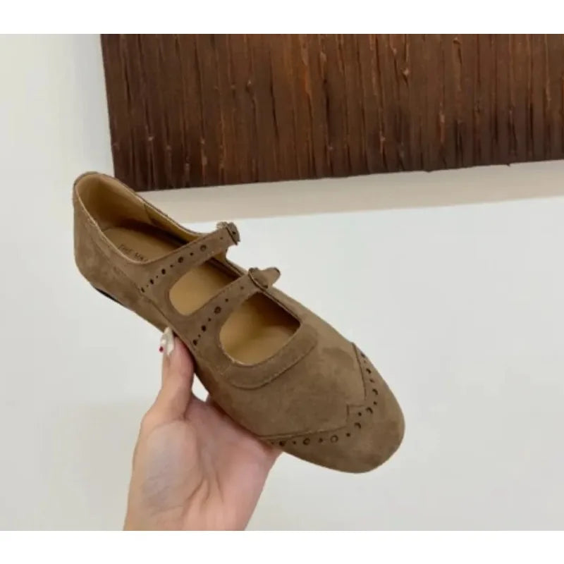 LBSFY -New Mary Janes Flats Shoes Ballet Casual Sneakers Women Sandals Loafers Trend Shallow Dress Suede Comfort Zapatos Mujer