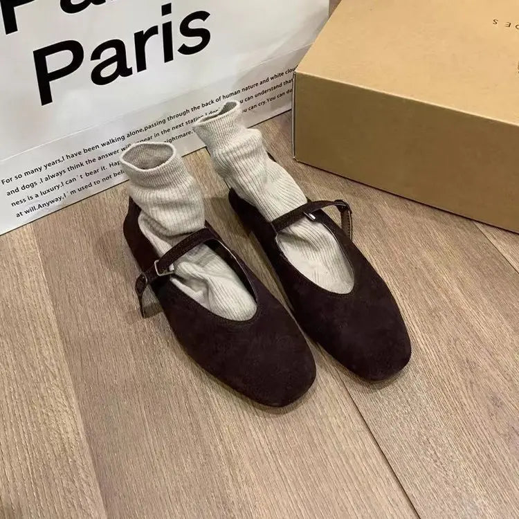 LBSFY -2025 Autumn Fashion Flat Ballet Shoes Women Shallow Ballet Leather Round Toe Female Ballerina Soft Moccasin Mary Janes Shoes