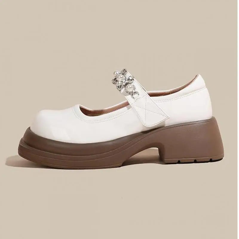 LBSFY  -  Size 33-43 Thick Bottom Mary Jane Patent Leather Shoes Women 5cm Low Heels Shoes