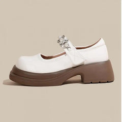 LBSFY  -  Size 33-43 Thick Bottom Mary Jane Patent Leather Shoes Women 5cm Low Heels Shoes