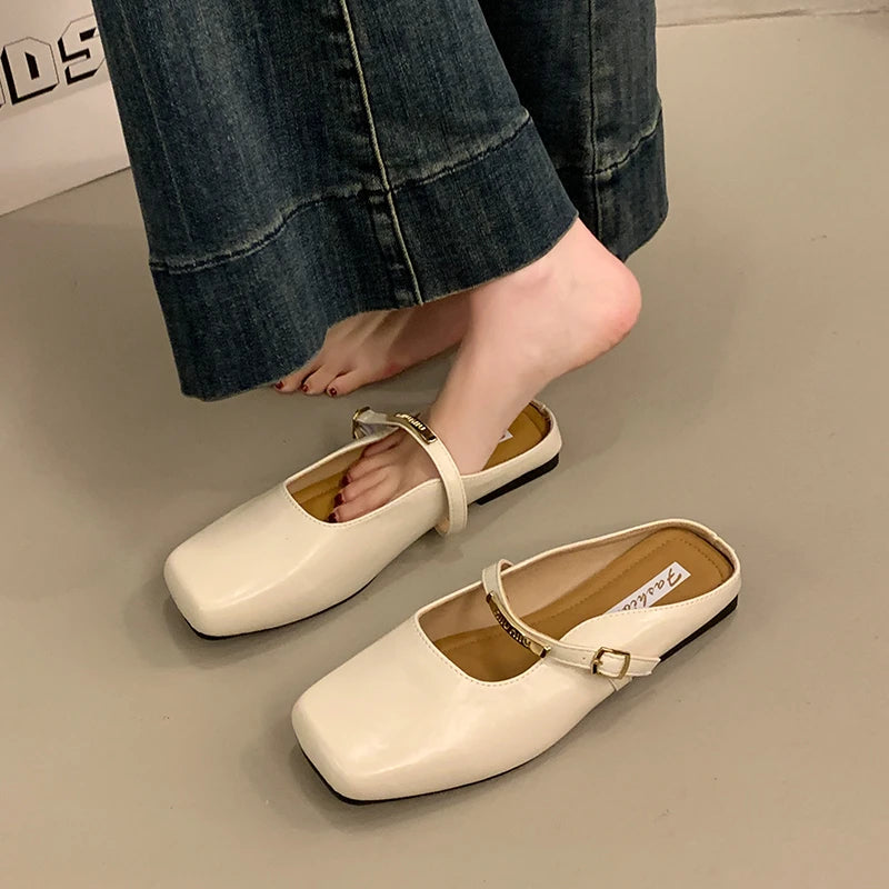 LBSFY -Summers New Style Women Cover Toe Mules Slippers Fashion Shallow Slip on Slide Ladies Women's Elegant Dress Shoes Zapatos Mujer