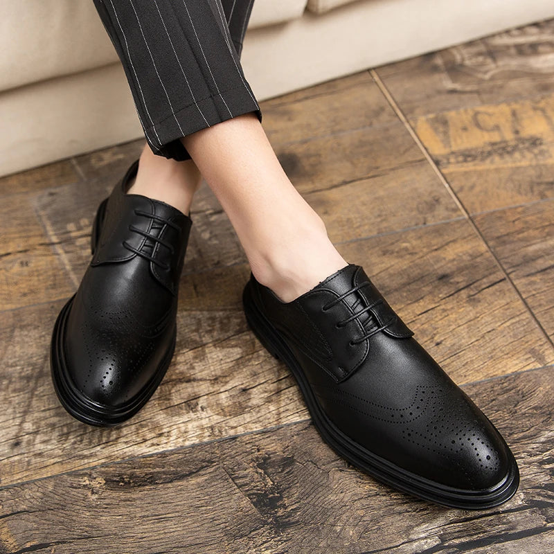 LBSFY  -2024 Spring Gentleman Oxfords Leather Shoes Luxury Goods Men Shoes Fashion Casual Pointed Toe Formal Business Male Wedding Dress