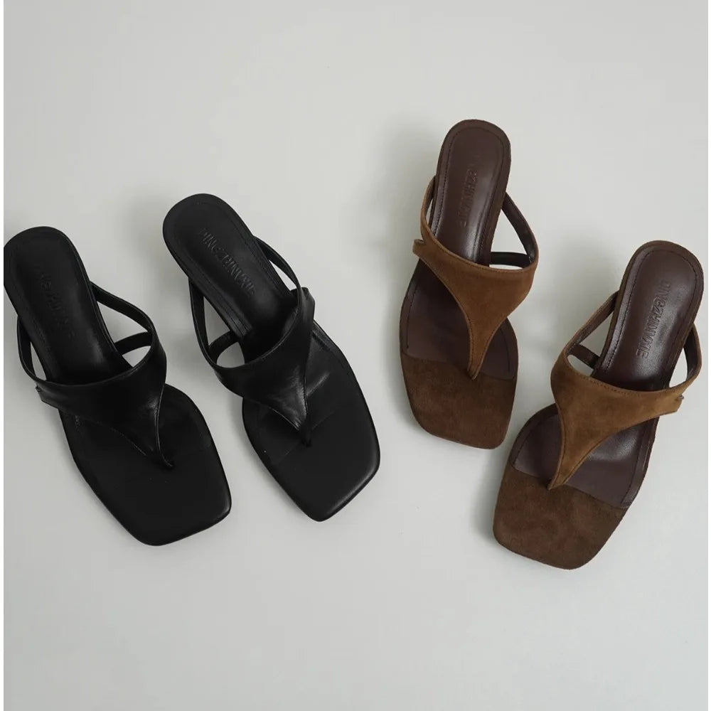 LBSFY -Summer Fashion Women Clip Toe Slippers Comfort Low Heel Slides Shoes Ladies Casual Dress Street Style Sandalis