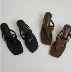 LBSFY -Summer Fashion Women Clip Toe Slippers Comfort Low Heel Slides Shoes Ladies Casual Dress Street Style Sandalis
