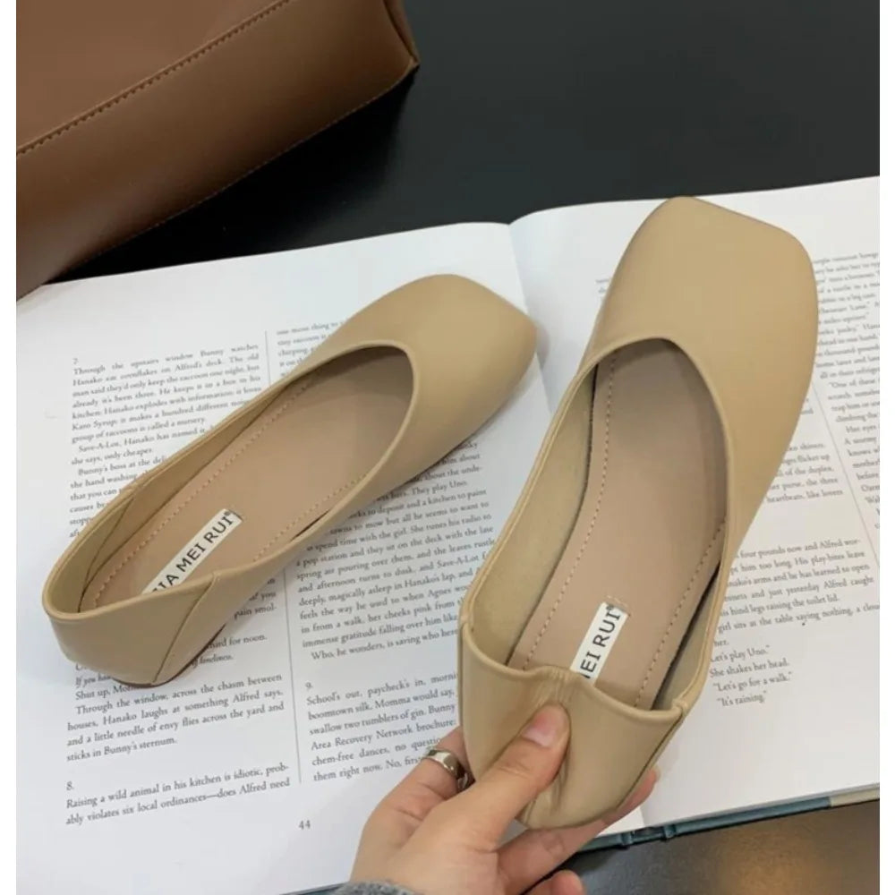 LBSFY -Women Cute Light Weight Spring Slip on Leather Flat Shoes Lady Casual Brown Office Casual Single Shoes Loafers Zapatos De Mujer