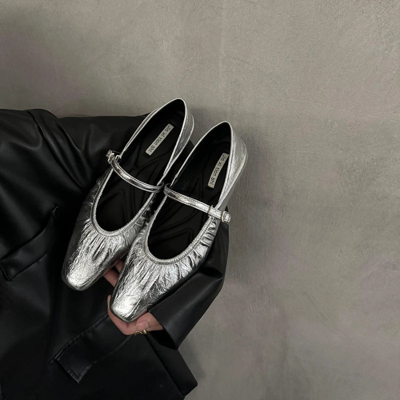 LBSFY -Luxury Designer Women Mary Jane Flat Shoes Fashion Shallow Buckle 2024 Ladies Comfort Soft Sole Flat Heel Ballerina Shoes
