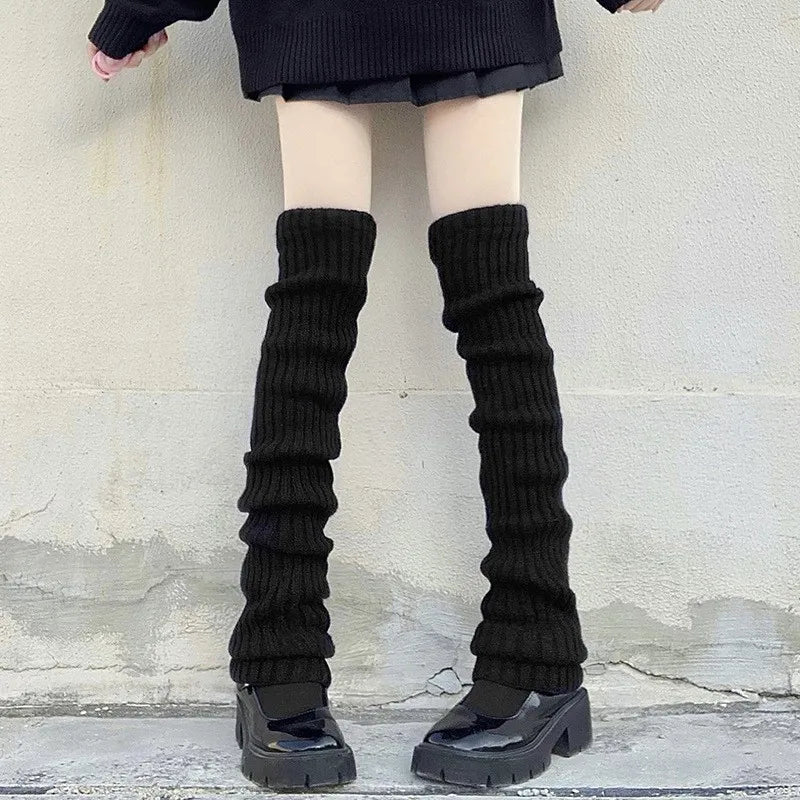 Lbsfy 70cm Women Leg Warmers Over Knee Japanese Lolita Style JK Uniform for Girl Sweet Kawaii Up Knitted Socks Foot Warming Cover