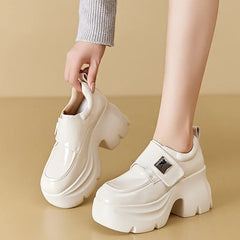 LBSFY  -  New Leather Increase 9cm Heel Mary Jane Shoes for Women Designer Soft Sole Casual Women's Shoes Patent Leather Loafers Female