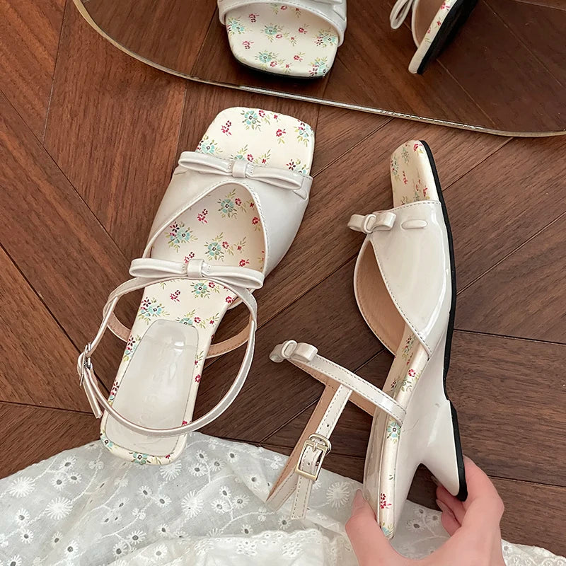 LBSFY  New Summer Butterfly-knot Women Open Toe Sandals Fashion Wedges High Heels Stripper Party Pumps Shoes