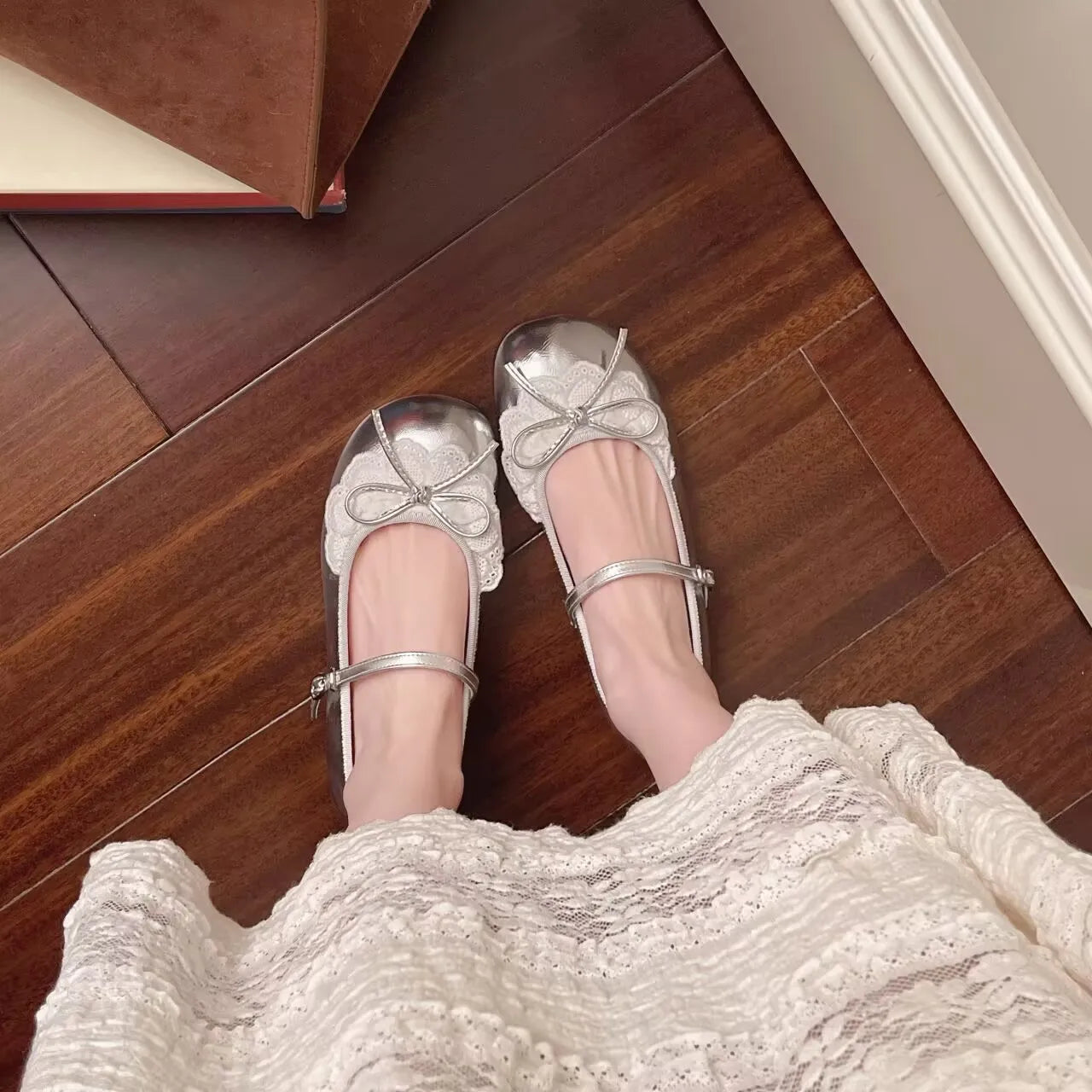 LBSFY -2025 Spring Autumn Bow Lace Women Mary Jane Shoes Fashion Shallow Ladies Elegant Outdoor Single Shoes Women Loafers Ballet Flats