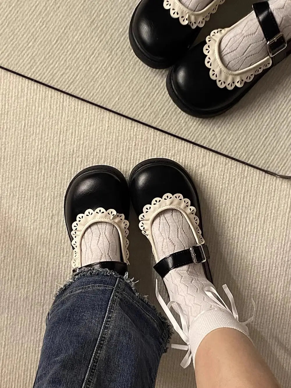 LBSFY -Woman Pumps Gothic Shoes for Women Kawaii Mary Jane Evening Black Cute Low Heel Elegant Japanese Style Lolita Round Toe L Korean