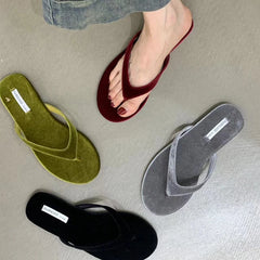 LBSFY  -  2024 Designer Summer Woman Slippers Fashion Clip Toe Flats Heel Silvery Ladies Outdoor Beach Shoes Flip Flop