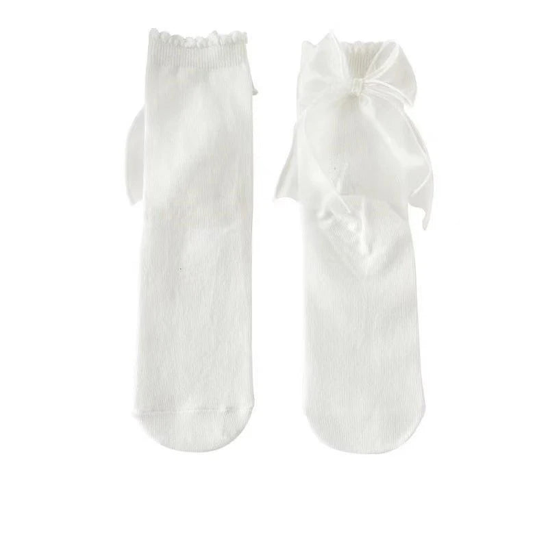 Lbsfy Bow Socks Women  Middle Tube Lace Socks Spring Summer Autumn Thin Lolita Harajuku Cute Female Mesh Socks White Black Girls Gift