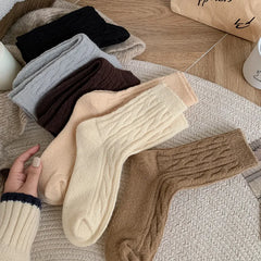 Lbsfy Thick Cashmere Socks Warm Winter Luxury Women Wool Casual Japanese Fashion Solid Color Comfortable Home Sock Long High Quality