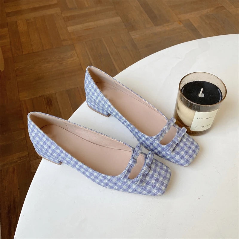 LBSFY  -  Women's Ballet Shoes 2024 Spring and Autumn New Fashion Square Toe Mary Jane Shoes Women Bowknot Women's Loafers