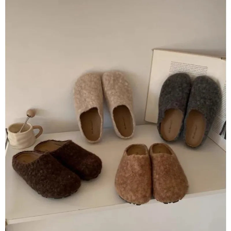 LBSFY -Winter 2026 Fashion Women's Shoes Comfortable Plush Velvet Warm Slippers Home Non-slip Lightweight Soft-soled Indoor Slippers