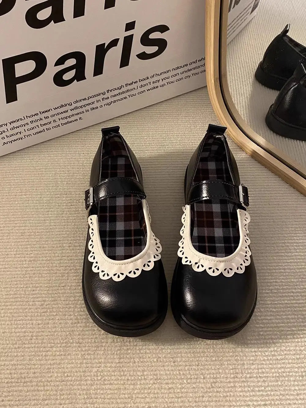 LBSFY -Woman Pumps Gothic Shoes for Women Kawaii Mary Jane Evening Black Cute Low Heel Elegant Japanese Style Lolita Round Toe L Korean