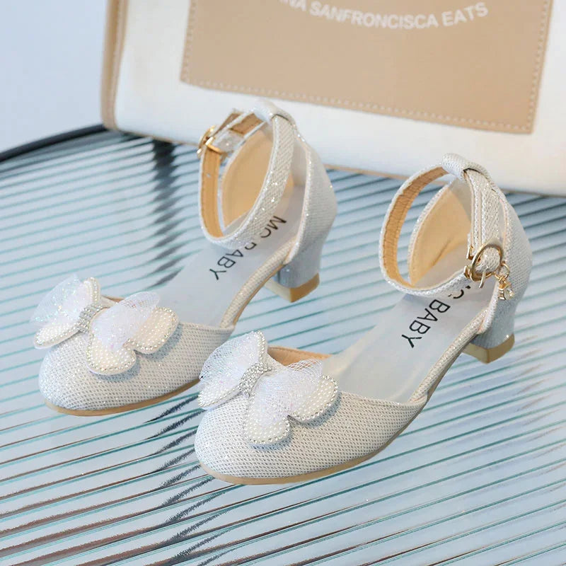 LBSFY -Lace Casual Stage Elegant Comfortable Fashion Spring and Summer Students Baby Girls Princess Cute Kids Bow Beaded Sandals