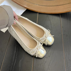 LBSFY -Women's New Ballet Shoes Leather Round Head Women's Shoe Flat Casual Classic Breathable Ladies Single Shoes