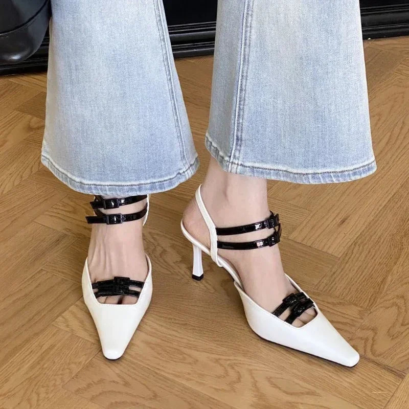 Lbsfy Belt Buckle High Heels Women 2025 New Pointed Toe Pumps Sandals Women Elegant Brand Dress Shoes Women Tacones De Mujer