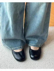 LBSFY  -  Women's Single New Flat Round Muller Shoes Casual Comfortable Lightweight Soft Sole Single Shoes comfortable belt buckle shoes