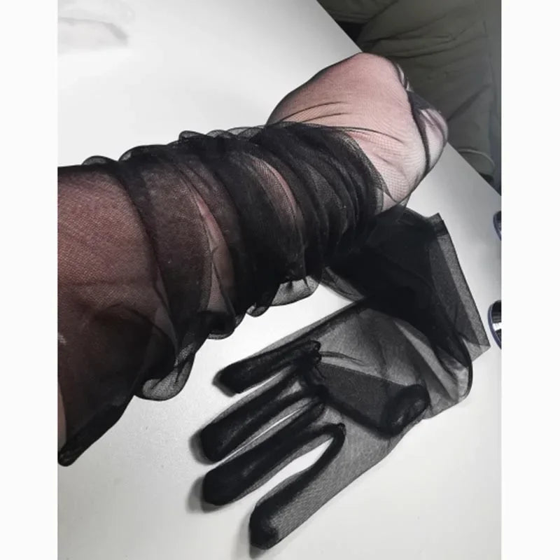 Lbsfy New Gloves for Women Dress 55cm Sheer Mesh Gloves Sexy Thin Elbow Long Gloves Wedding Accessory Anti-UV Cycling Driving Mittens