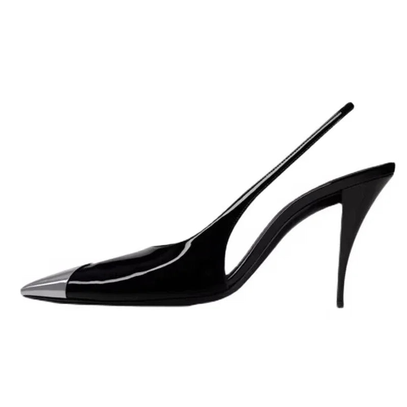 LBSFY -6CM 9CM Thin Heels Women Pumps Patent Leather Sexy Party Prom Slip-On Spring Sandals Mules Shoes