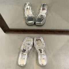 LBSFY -Diamond PVC Transparent Slippers Women Solid Platform Wedges Shoes Summer Square Toe High Heels Sandals