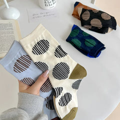 Lbsfy Women Socks Cotton Spring Autumn Japanese Style Harajuku Comfort Hip Hop Cute Classic Short Crew Dot Socks Girls Gift