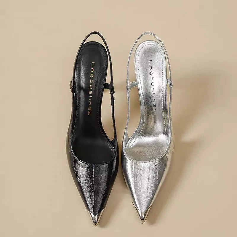 LBSFY -New Fashion Women's High Heels Sandals Pointed Toe Shoes Sexy Slingback Woman Slippers Summer Trend Designer Dress Pumps Sandals