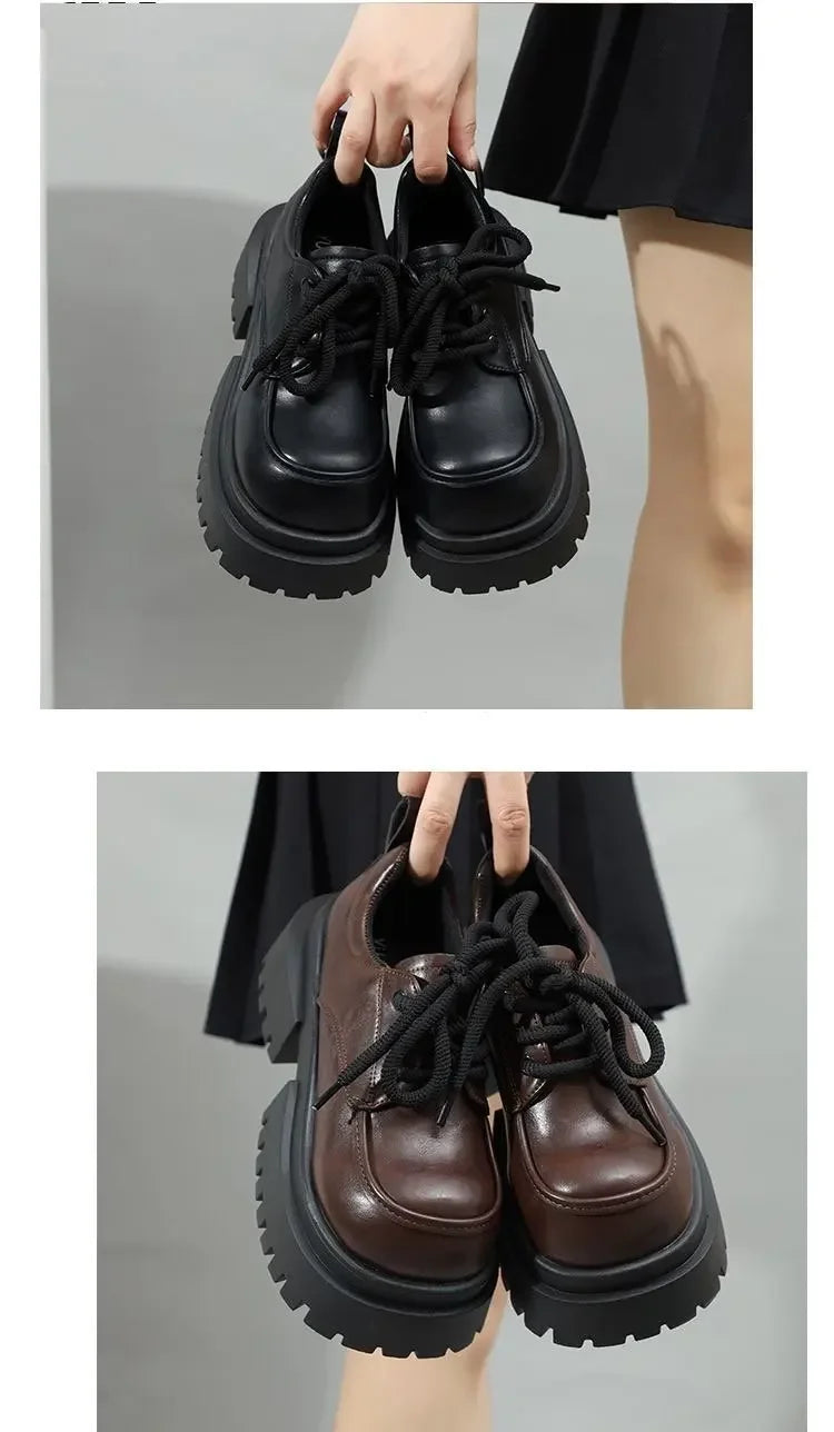 LBSFY -Women's 2025 New Japanese Style Mary Jane Shoes Black Brown Leather Thick Sole Round Toe Comfort Square Heel Lolita Girl's Shoes