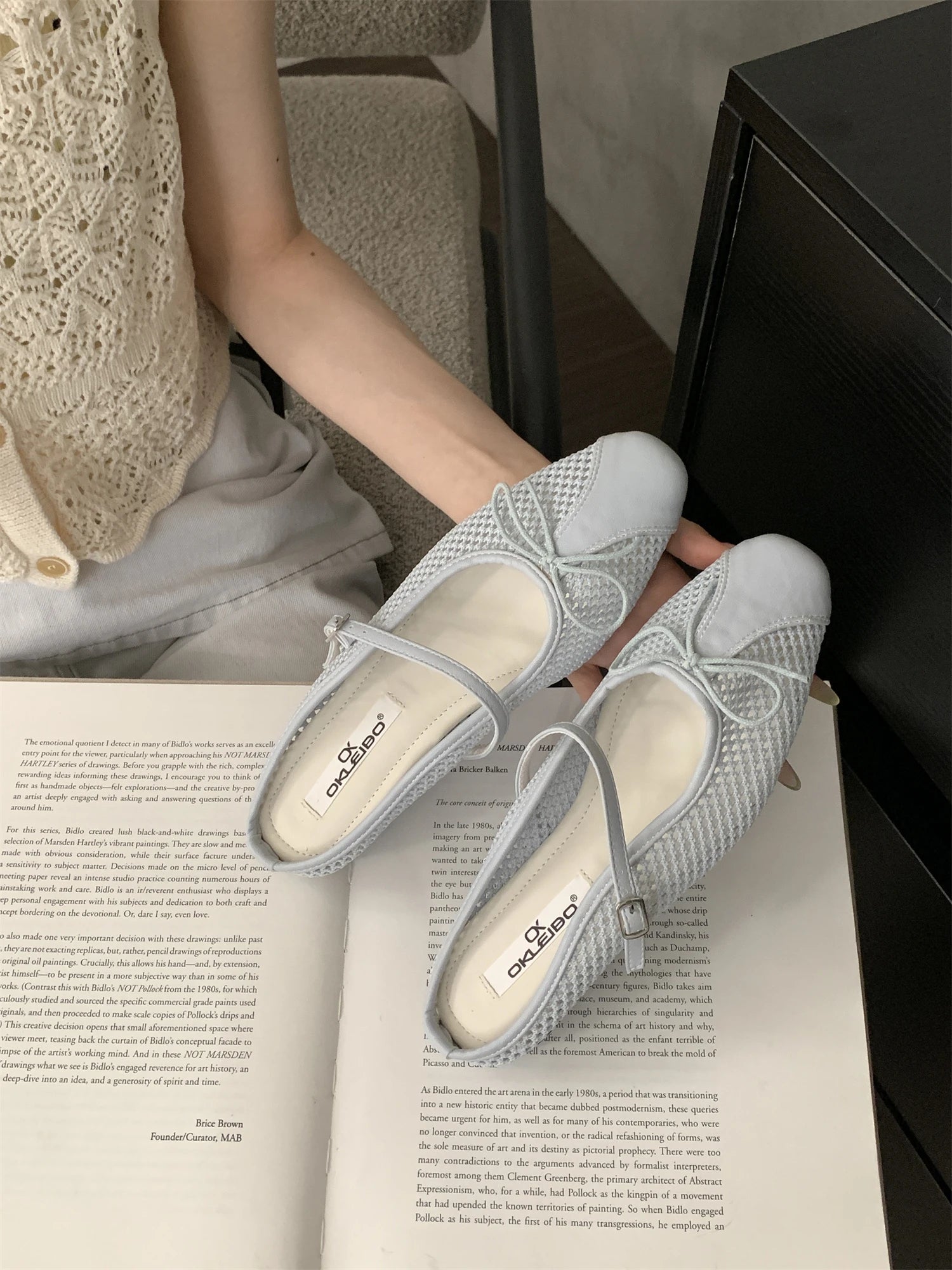 LBSFY -Summer Fashion Concise Round Head  Women Slippers Low Heels Bow Casual Hollowed Out Pumps Party Slide Mules shoes