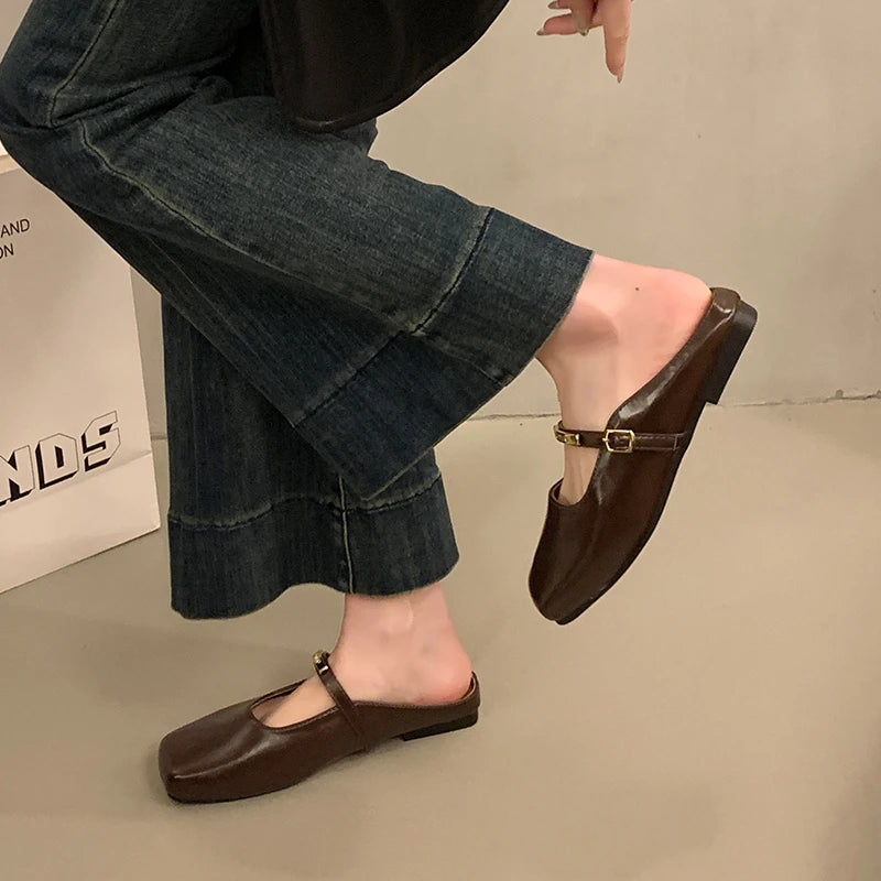 LBSFY -Summers New Style Women Cover Toe Mules Slippers Fashion Shallow Slip on Slide Ladies Women's Elegant Dress Shoes Zapatos Mujer