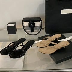 LBSFY -Summer Fashion Round Clip Toe Beach Slippers Women Thin Low Heels Casual Sandals Flip Flops Shoes Zapatos De Mujer