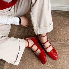 LBSFY  -  Women's High Heels Casual Shoes Mary Jane Patent Leather Thick Heels Spring Summer Party Buckles Wedding Shoes Woman
