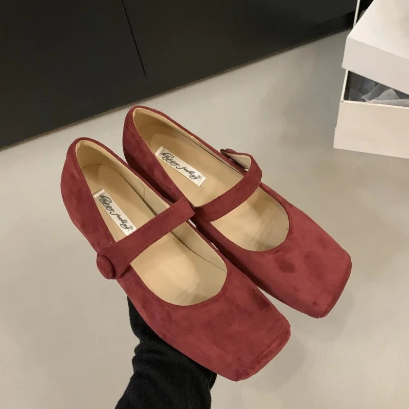 LBSFY  -Spring Brand Women Flats  Soft Leather Eelgant Dress Shoes Square Toe Shallow Slip On Ladies Casual Ballet Shoes