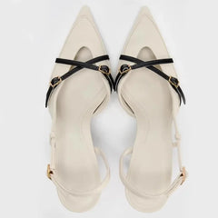 Lbsfy Pointed Toe Thin Heels Sandals Women Belt Buckle Elegant Slingback High Heels Female Brand Mules Pumps Zapatos De Mujer